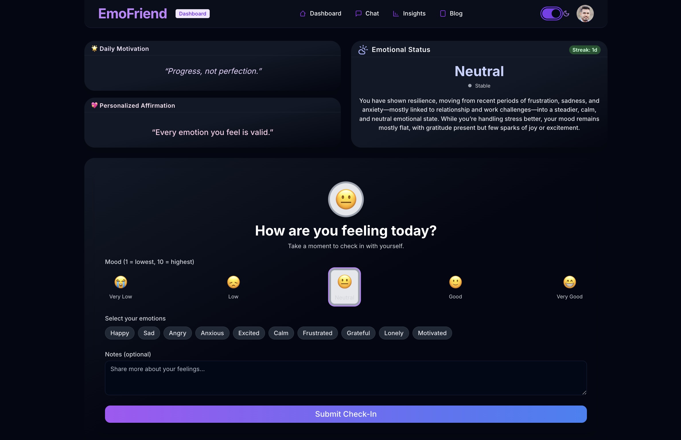 EmoFriend App Screenshot